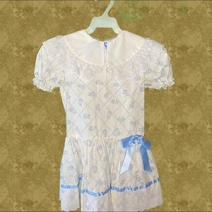 Blue and white dress